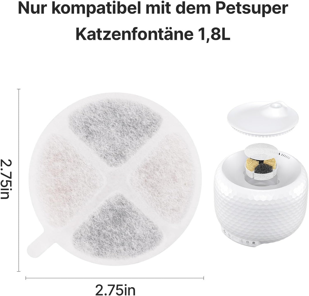 Cat Wasserbrunnen Filter, 5 Stück Ersatzfilter für 1.8L / 62oz Haustier Wasserbrunnen (5 Pack Filter