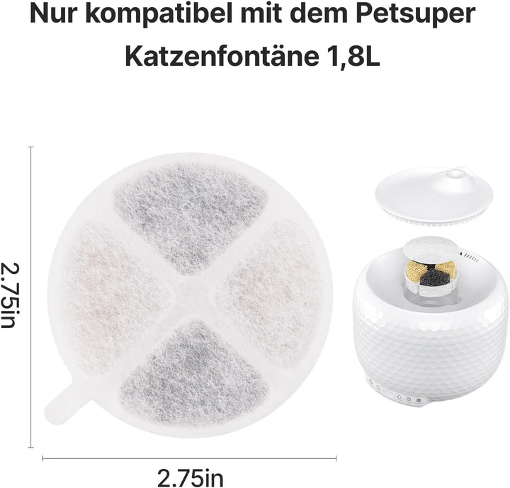 Cat Wasserbrunnen Filter, 5 Stück Ersatzfilter für 1.8L / 62oz Haustier Wasserbrunnen (5 Pack Filter