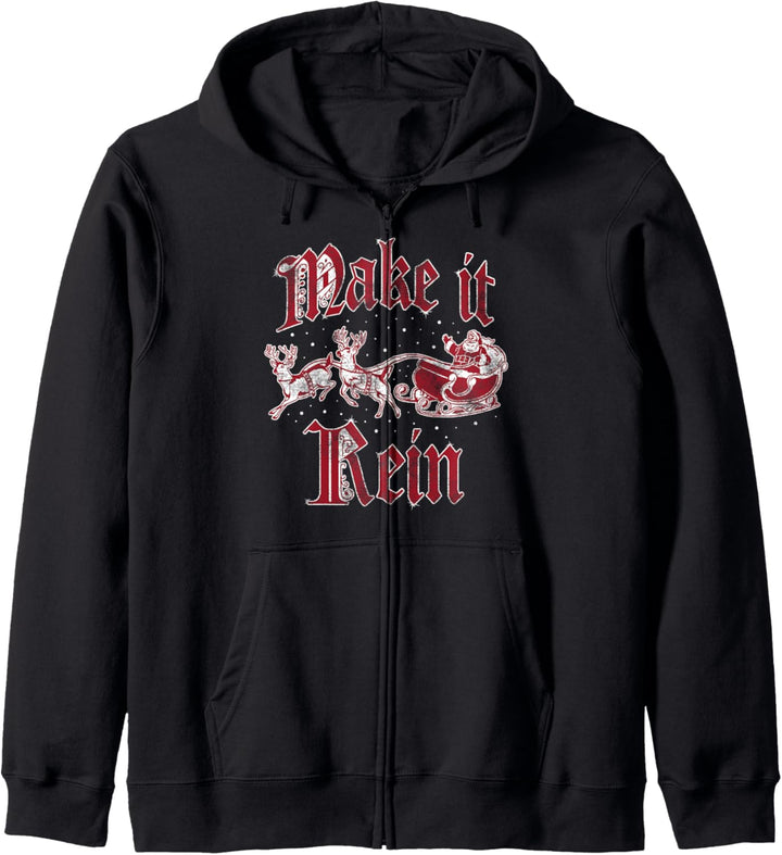 Trendy Christmas Make It Rein Classic Santa Image & Text Kapuzenjacke