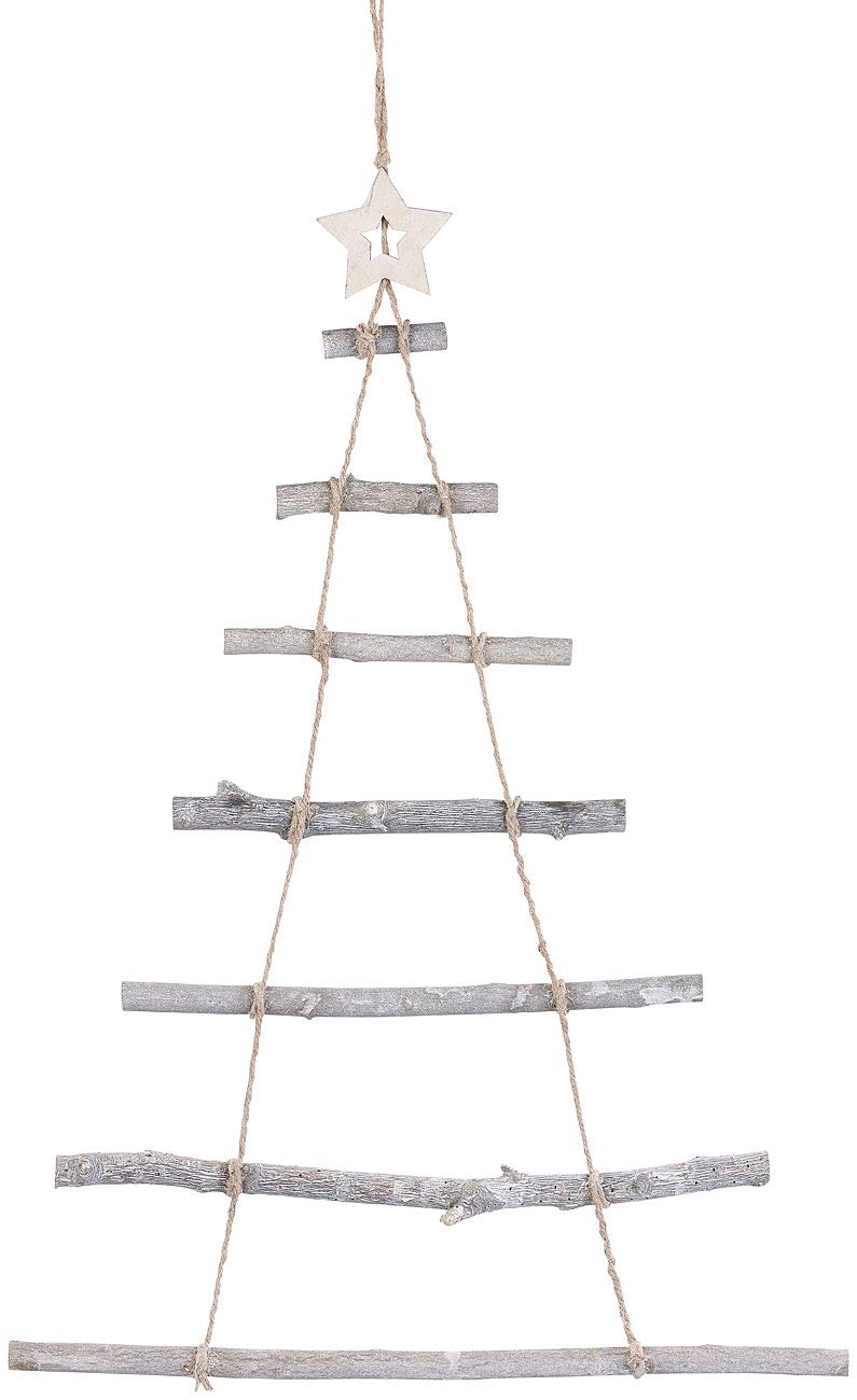 Holzleiter Tannenbaum: Deko-Holzleiter in Weihnachtsbaum-Form zum Aufhängen, 48 x 78 cm (Weihnachtsb