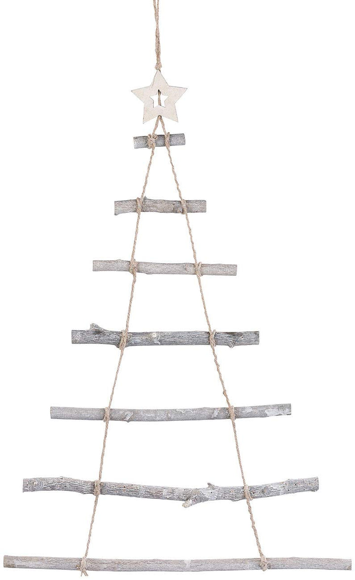 Holzleiter Tannenbaum: Deko-Holzleiter in Weihnachtsbaum-Form zum Aufhängen, 48 x 78 cm (Weihnachtsb