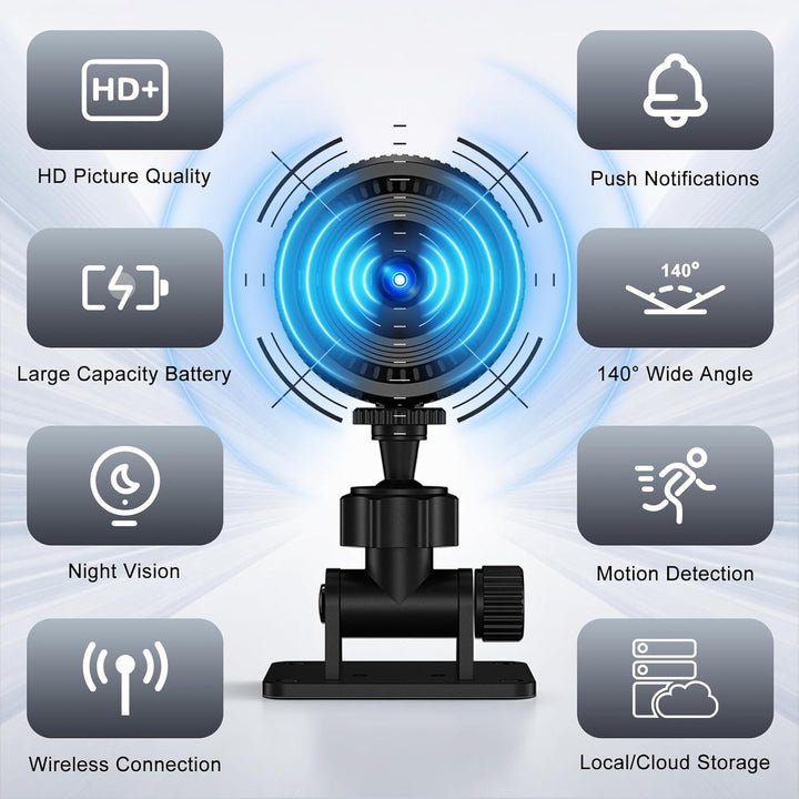 Mini Kamera, 1080P HD WLAN Überwachungskamera Innen 180° drehbarem Objektiv, für Live Übertragung Ha