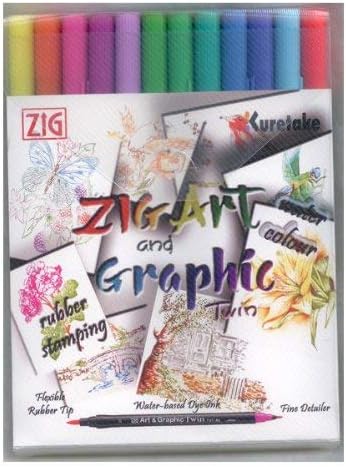 Kuretake TUT-80/12VBR Farbenset, Plastik, diverse farben, 19,4 x 14,4 x 1,5 cm