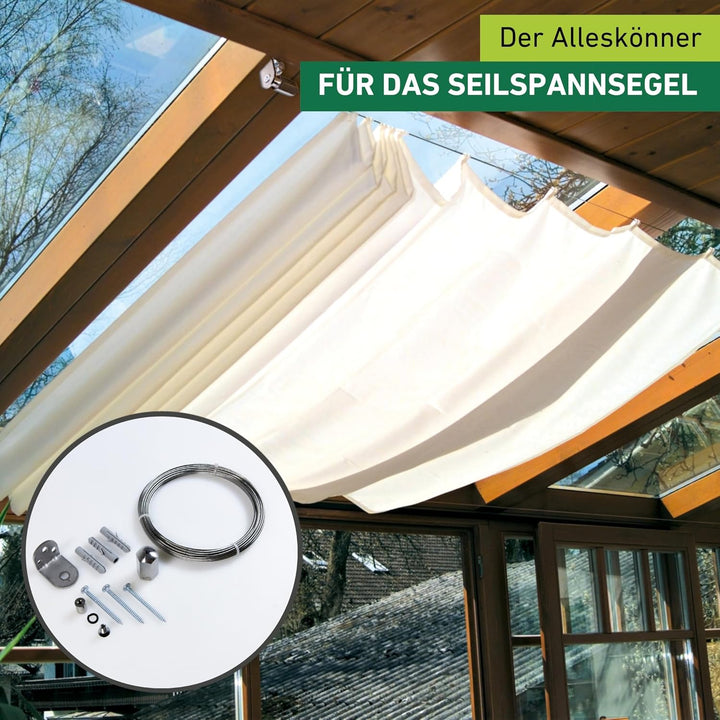 Windhager Montageset InoxLine aus Edelstahl für Sonnensegel, Seilspannmarkiesen Zubehör, Montageset