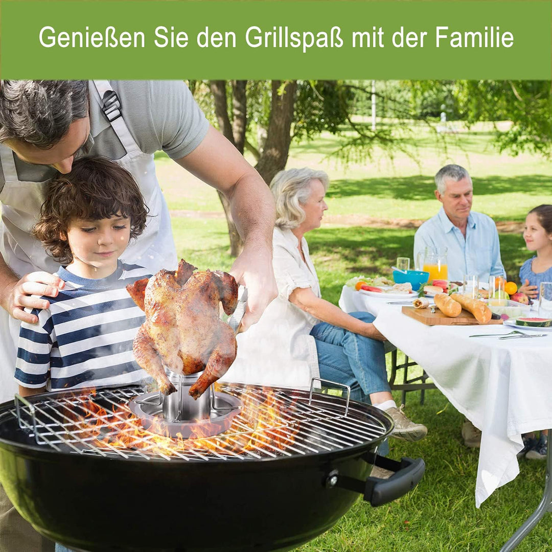 AMOZO Hähnchenbräter - Das Neue Edelstahl Hähnchenhalter - Bierdose Hähnchengriller - Geflügelbräter