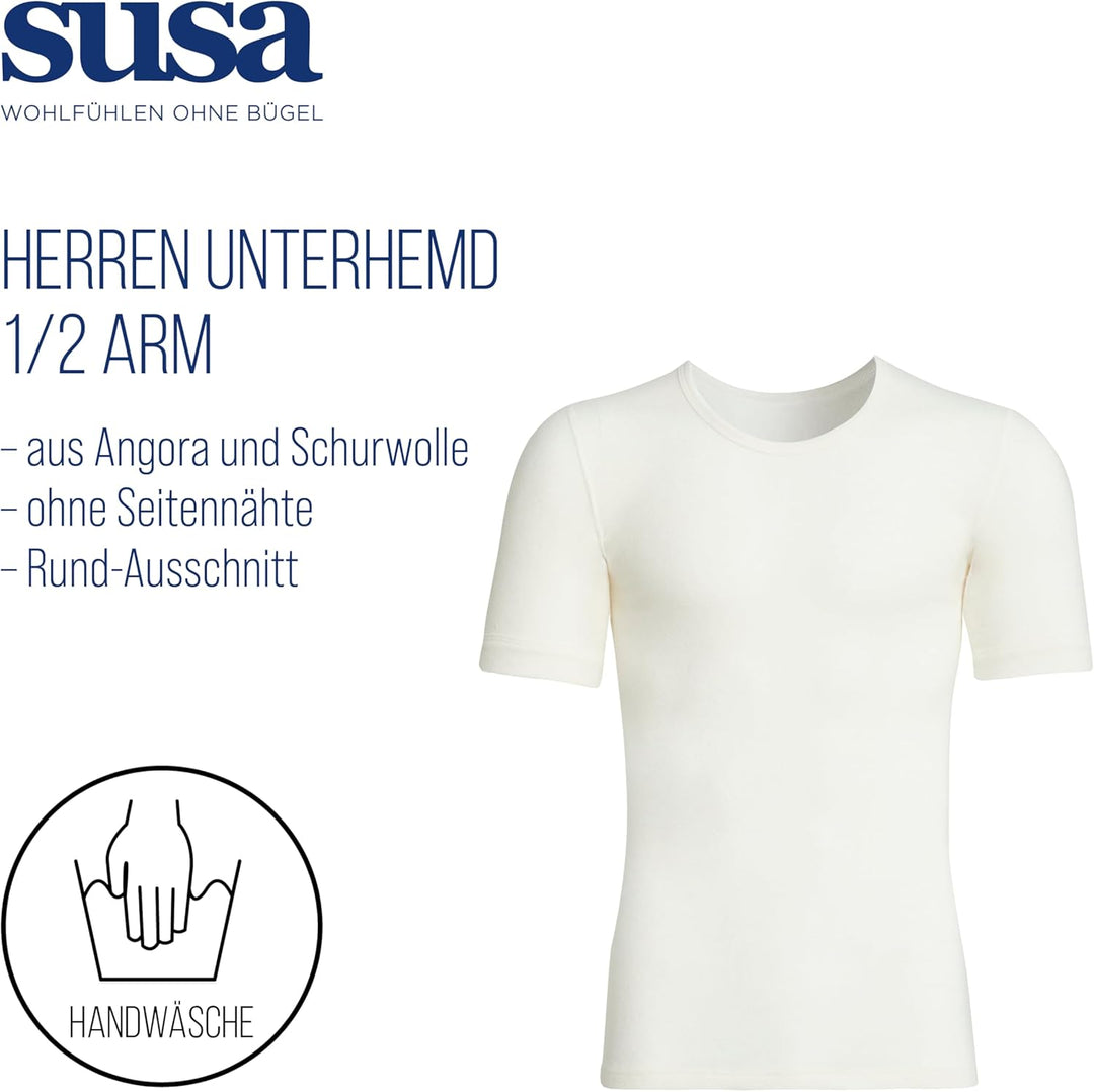 Susa Herren Angora Unterhemd S8050090 Thermounterwäsche - Oberteil L Wollweiss, L Wollweiß