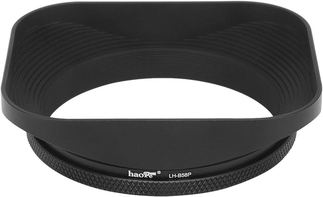 Haoge LH-B58P 58mm Metall Rechteckig Einschrauben Aushöhlen Sonnenblende Gegenlichtblende mit Kappe