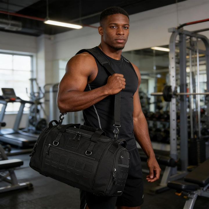 Taktische Sporttasche Herren 45L Reisetasche Mittelgross mit Schuhfach und Laptopfach Leicht Trainin