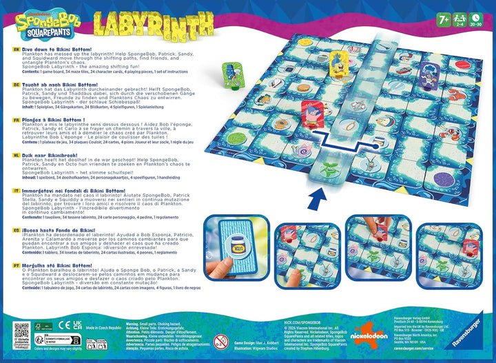 Ravensburger Spiele 25090 - Spongebob Schwammkopf Labyrinth - Der Spieleklassiker im Look der Serie