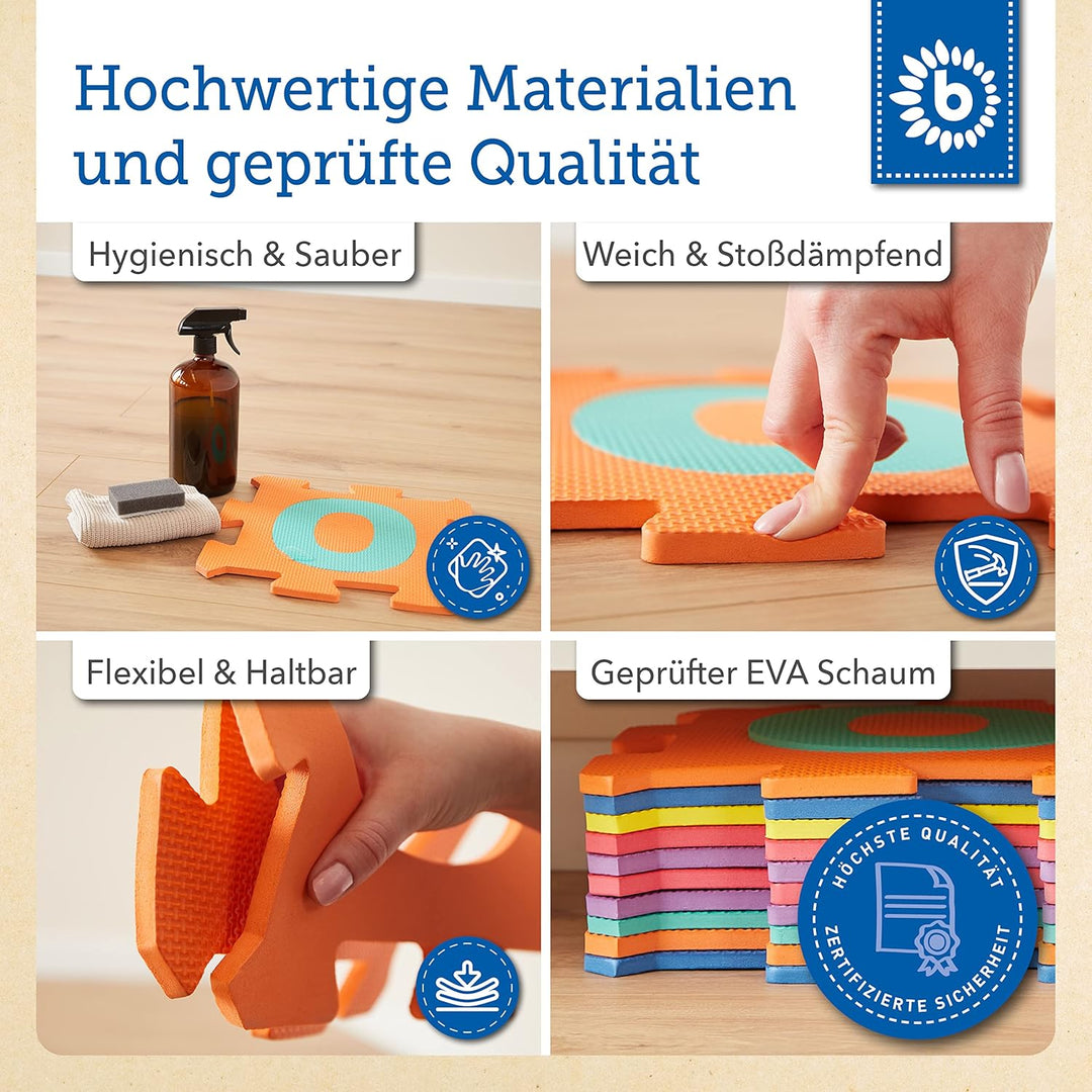 Bieco Puzzlematte, 60 TLG. | Spielmatte Baby | XXL Puzzle Kinder | Krabbeldecke Baby Spielmatte Kind