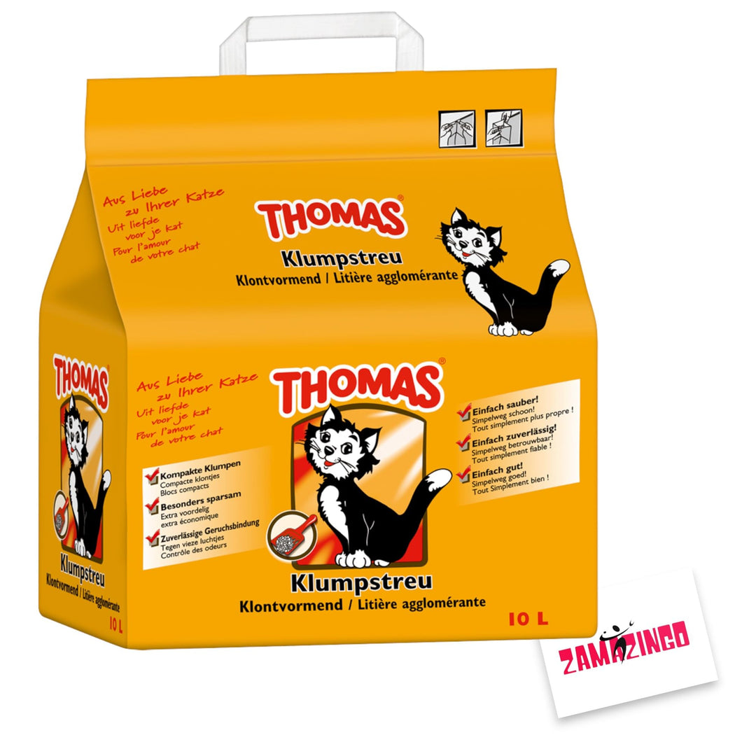 Thomas Klumpstreu Geruchsbindende Katzenstreu (10 L) + Zama4Zingo Karte, 10 L