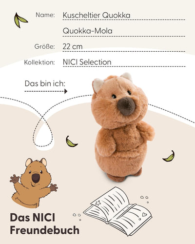 NICI Kuscheltier Quokka Quokka-Mola 22cm braun - Stofftier aus weichem Plüsch, niedliches Plüschtier