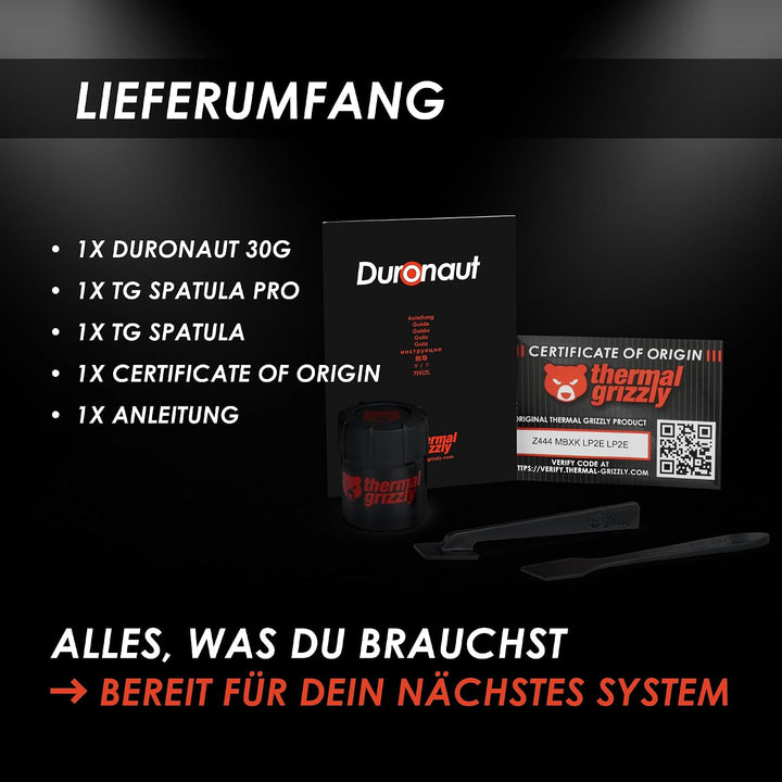 Thermal Grizzly Duronaut - 30g Wärmeleitpaste - überragende Langzeitstabilität und Wärmeleitfähigkei