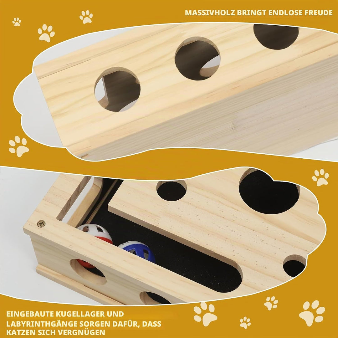 LZDMY Kratzbrett Katzen mit Glockenbällen, Fummelbrett Interaktives Katzenspielzeug Holz mit Sandpap