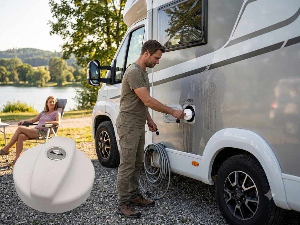 CR-MOESANCO Wassertankdeckel für Wohnwagen mit 2 Schlüsseln für Wohnwagen oder Camper FAC, Weiss