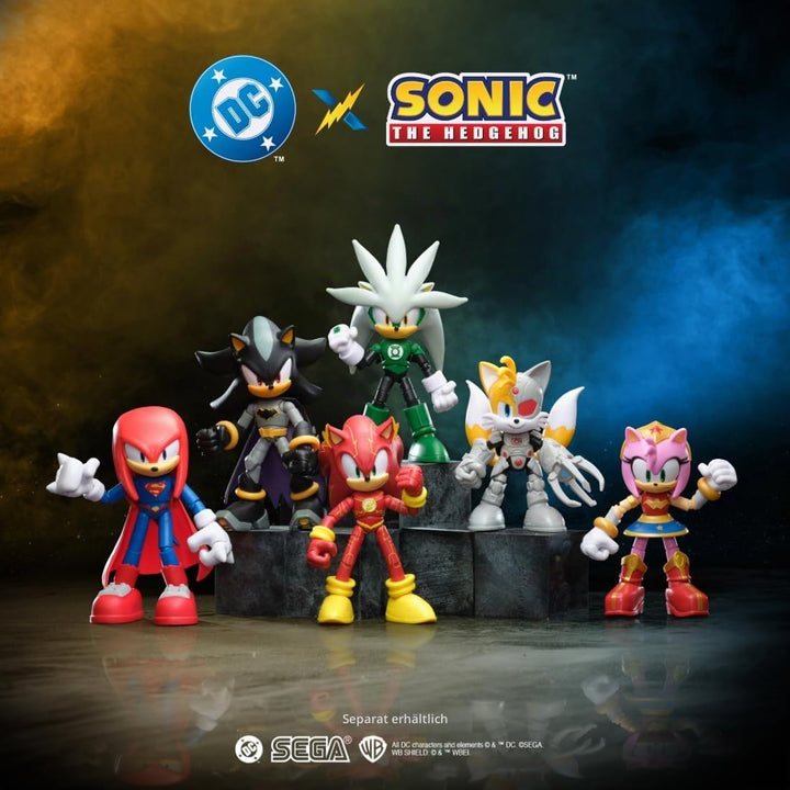 Sonic The Hedgehog DC x Sonic Silver als Green Lantern, 13 cm grosse Actionfigur, offiziell lizenzie