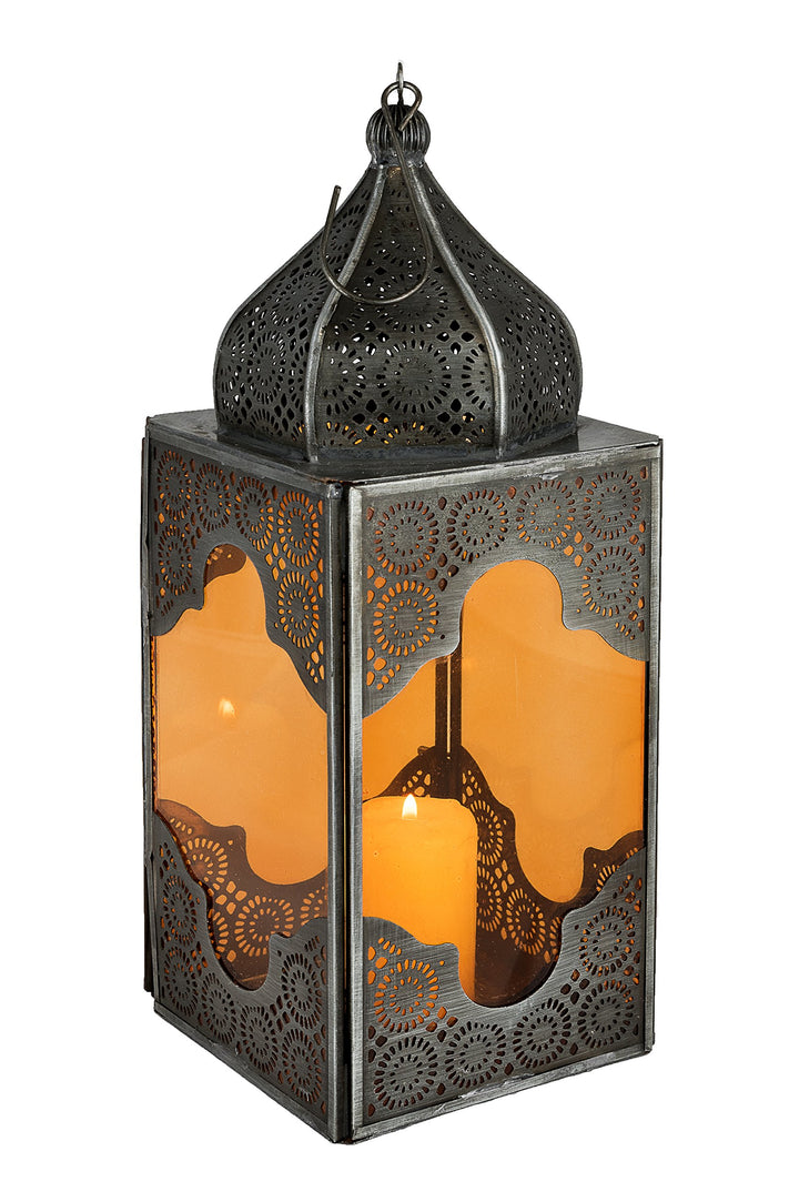 Orientalische Laterne aus Metall & Glas Sarala klein orange 28cm | orientalisches Windlicht | Marokk