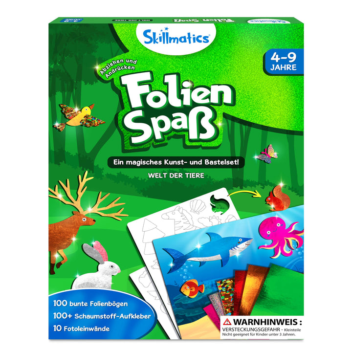 Skillmatics Kunst & Bastelaktivität- Folienspass Tiere, Schmutzfreie Kunst für Kinder, Bastelsets, D