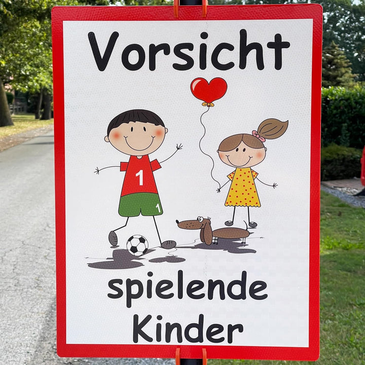 UvV Warnschild Vorsicht spielende Kinder 60 x 45 cm reflektierend - hochwertiges Alu-Dibond Schild -