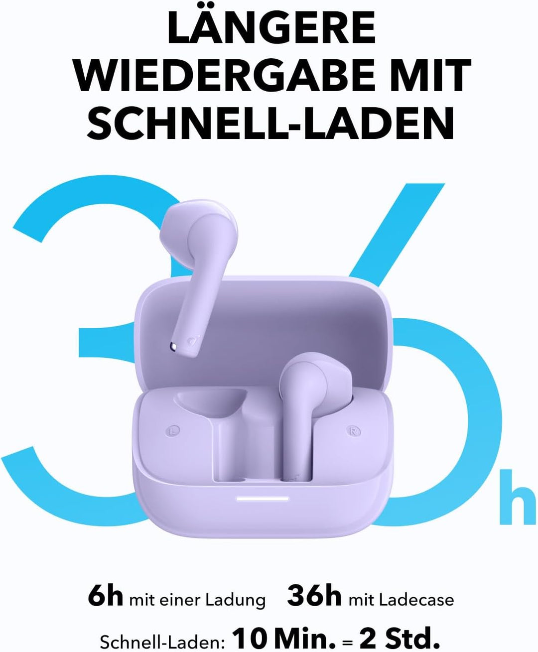 oundcore K20i von Anker, Semi-In-Ear Earbuds, Bluetooth Wireless, 36h Spielzeit, Schnell-Laden, klar