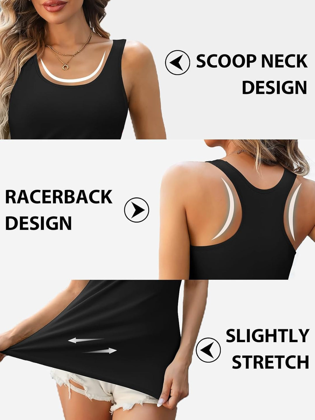 Charmo Unterhemd Damen BH-Hemd Basic Racerback Tank Tops mit Regal-BH Baumwoll Stretch eng Top Slim