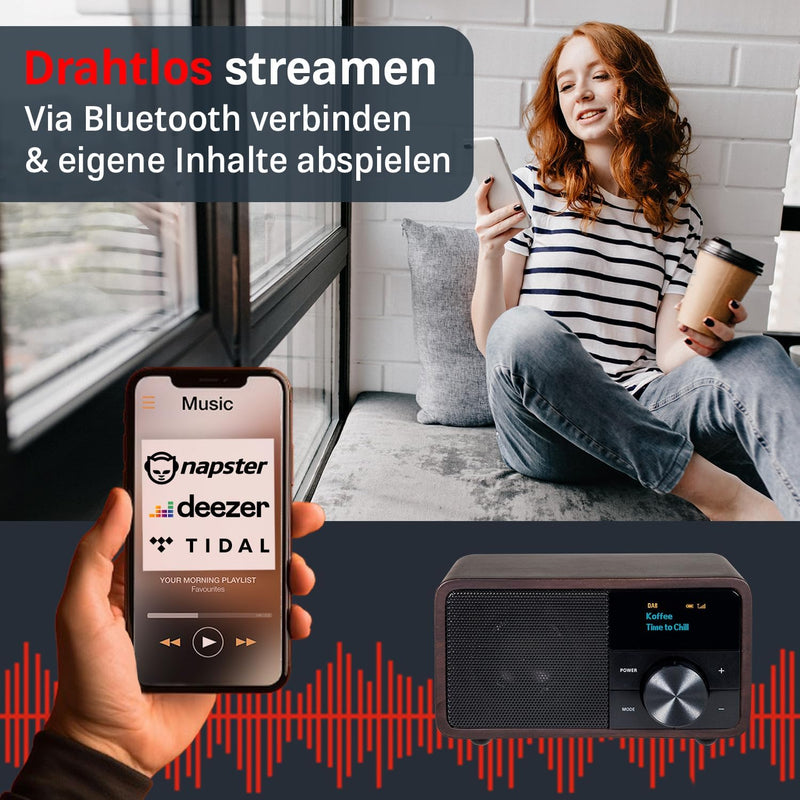 Kathrein DAB plus Radio mini I Digitalradio DAB+ u. UKW mit Bluetooth, Aux 3,5mm & Akku I kleines Kü