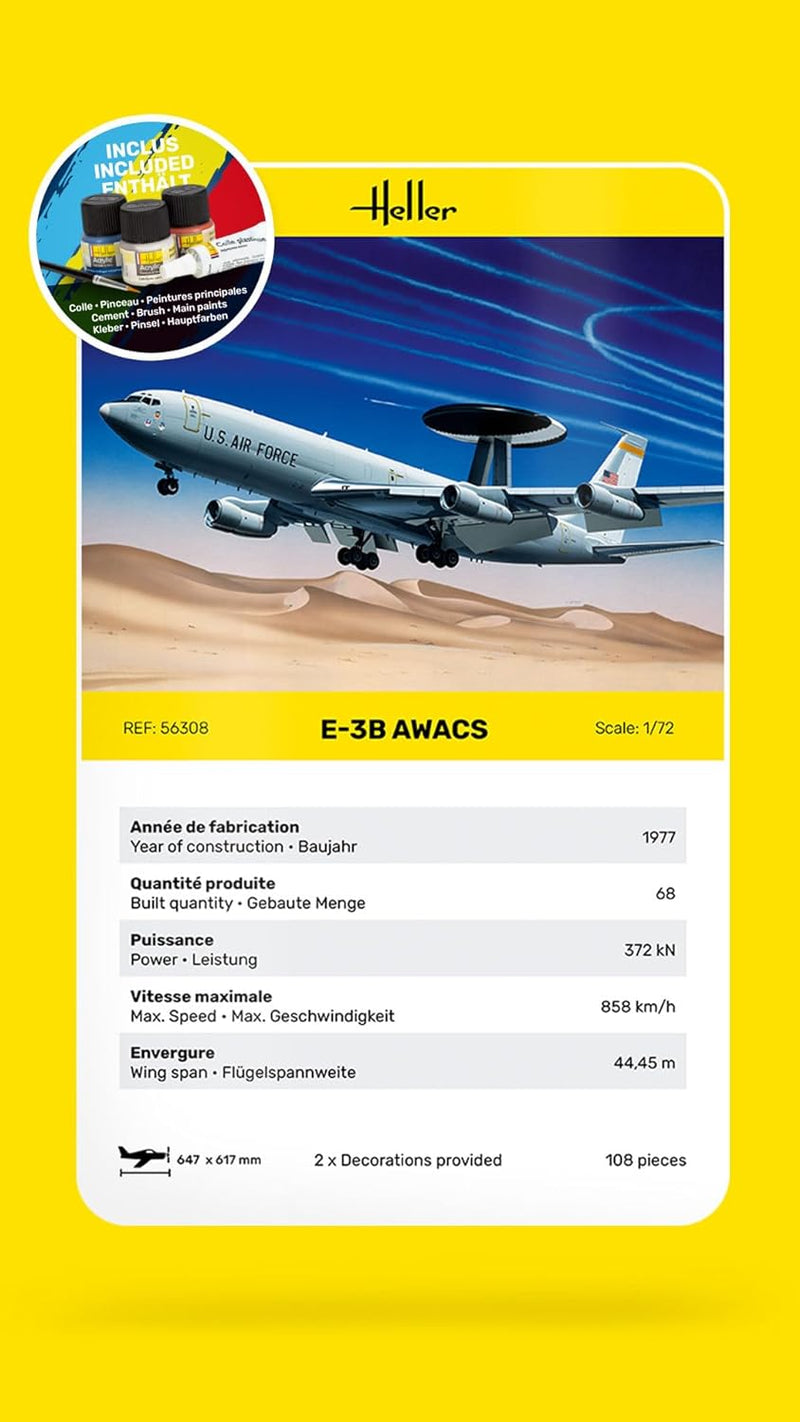 Heller 56308 Starter Kit E-3B AWACS 1/72