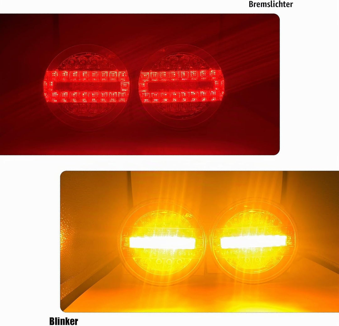 AOJO 2 x Rund LED Rücklicht Set für Anhänger, 12V 24V Universelles Hamburger Rücklichter Wasserdicht