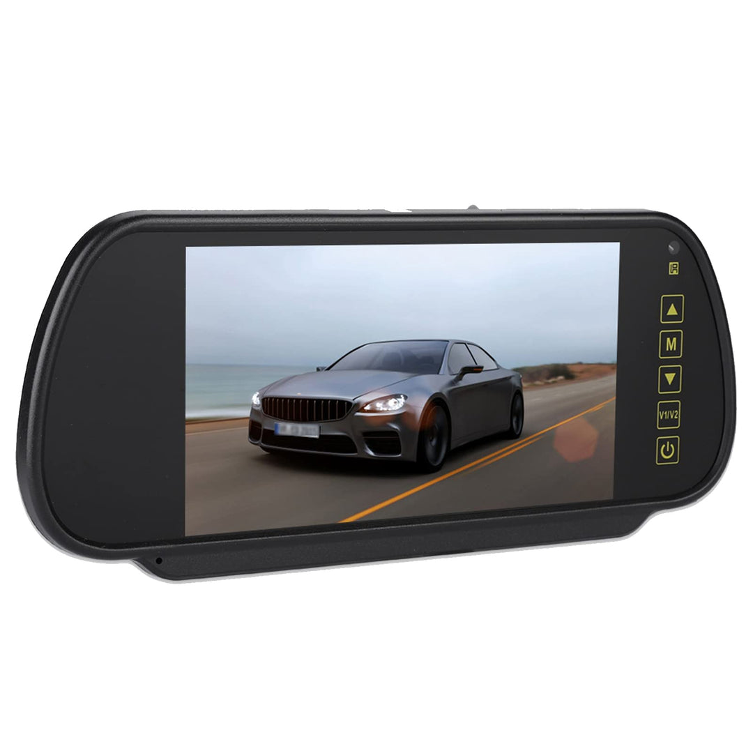 Rückspiegel-Monitor, 7 Zoll LCD-Display, Rückfahrkamera, Schwarz, Rückspiegelhalterung, Touch-Steuer