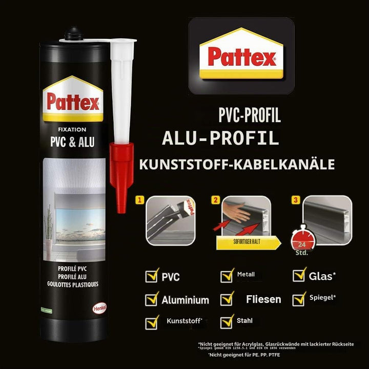 Pattex 1956425 Montagekleber für Aluminium und PVC, Weiss