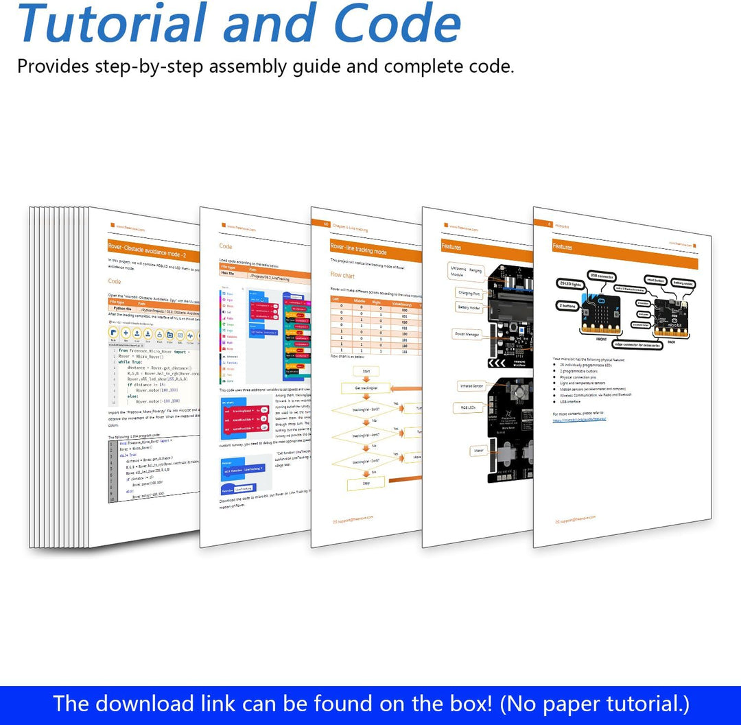 FREENOVE Micro:Rover Kit for BBC Micro:bit (V2 Contained), Obstacle Avoidance, Light-tracing, Line-T