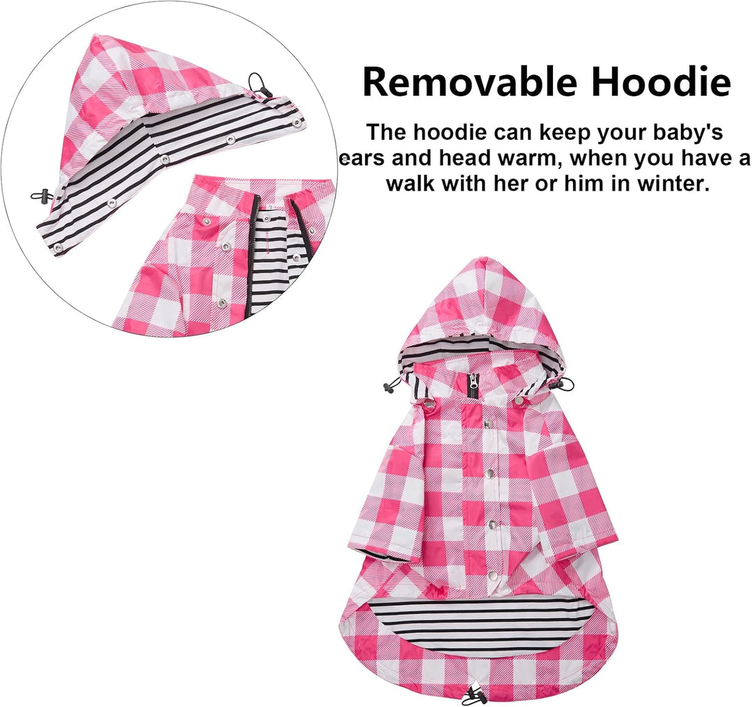 MOREZI Hunderegenmantel, mit Reissverschluss und reflektierenden Knöpfen, Regen-/wasserdicht, Verste