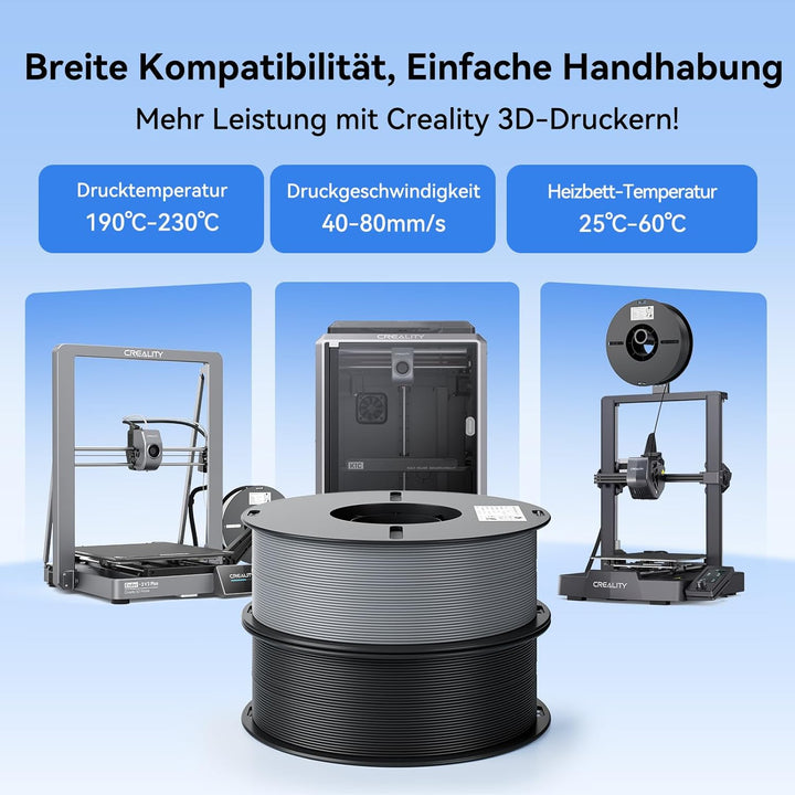 Creality Ender PLA Filament 1,75mm, 2 Weiss-Schwarz-Grau, 4er-Pack 1kg Spulen, Massgenauigkeit ±0,03