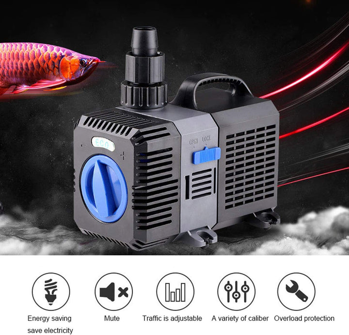 EXLECO Super Eco Teichpumpe Filterpumpe 8000L/H 70Watt Energiespar Wasserpumpe Koiteich Bachlaufpump