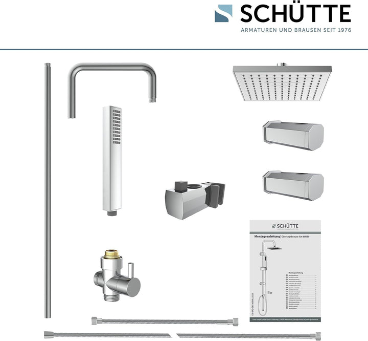 Schütte Tokyo Überkopfbrause-Set, Duschsystem ohne Armatur. Regendusche mit Schlauch, Duschsäule, Ch