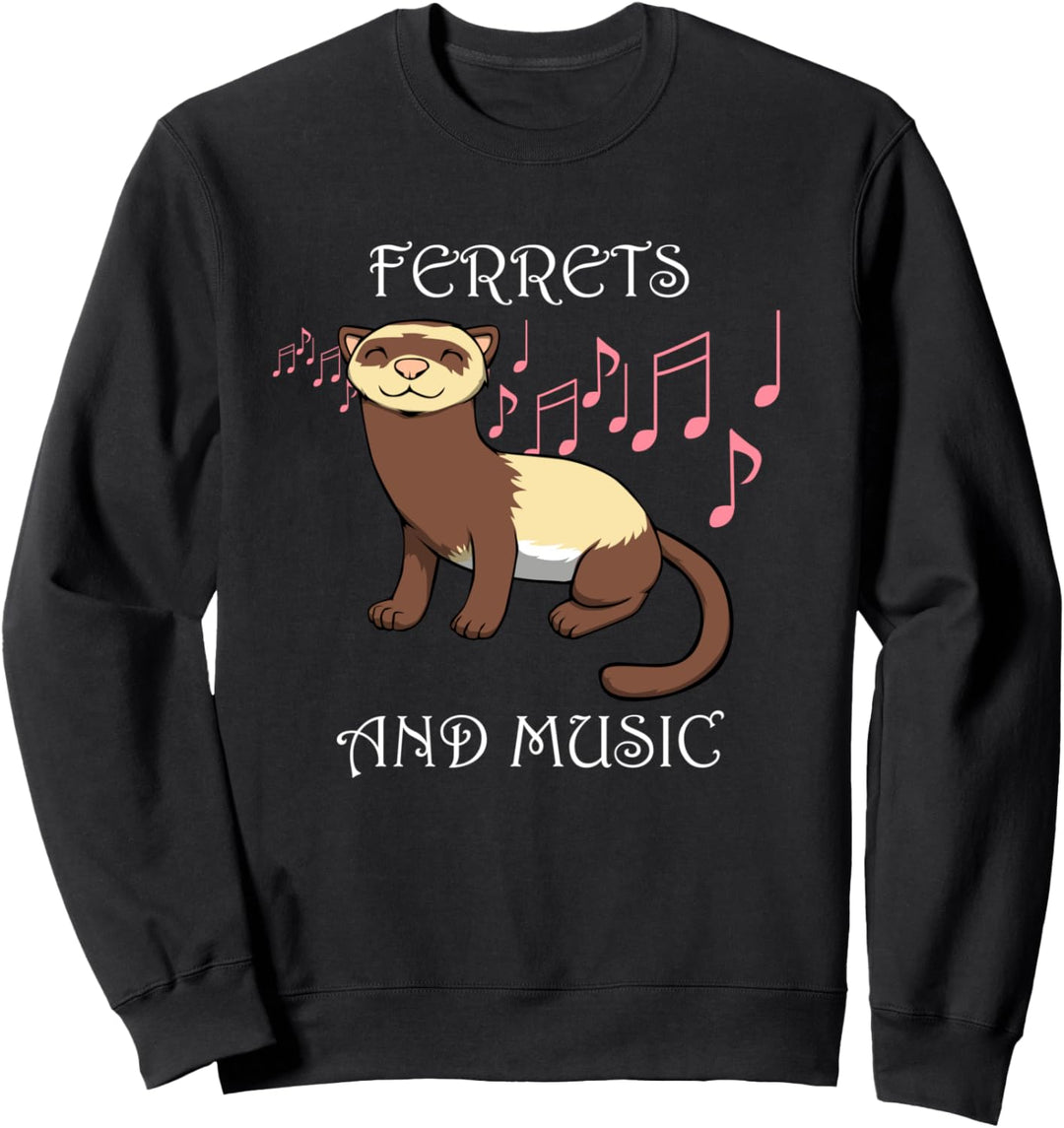 Niedliches Frettchen Musiker Musiknoten Nager Sweatshirt