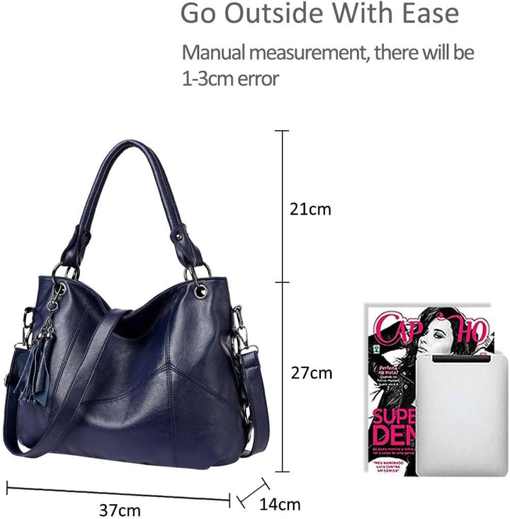 NICOLE & DORIS Fashion Damen Schultertasche Einfache Umhängetasche für Damen Soft PU Leder Blau