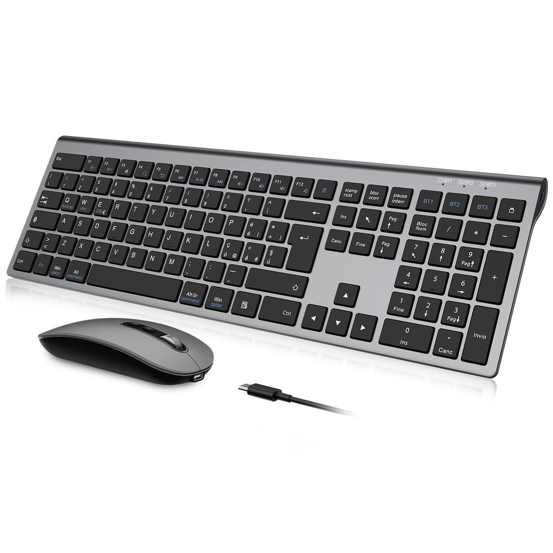 cimetech Kabellose Bluetooth-Tastatur und Maus für MacBook Air/MacBook Pro/Mac, italienisches QWERTY