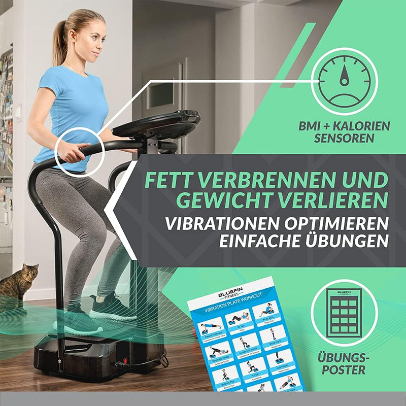 Bluefin Fitness Vibrationsplatte Pro Modell | Verbessertes Design mit Leisen Motoren und Eingebauten