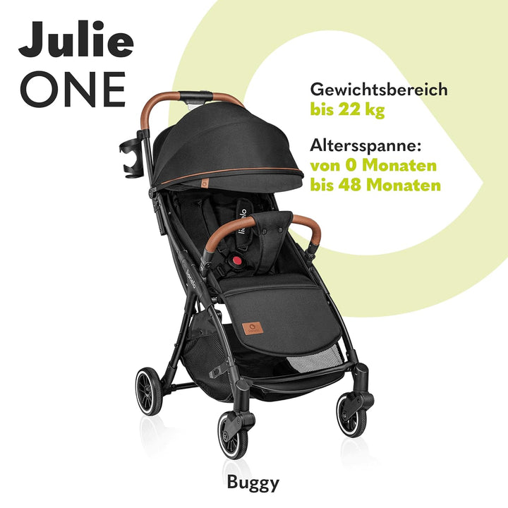 LIONELO Julie One Buggy Kinderwagen bis 22 kg, verstellbare Rückenlehne und Fussstütze, Moskitonetz,