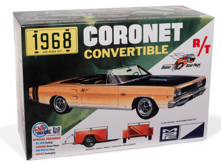 MPC 1968 Dodge Coronet Cabrio mit Anhänger im Massstab 1:25