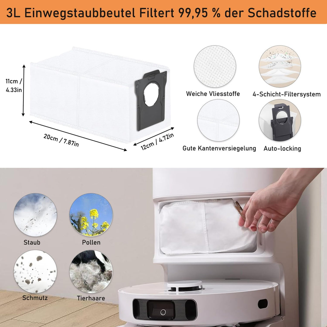Zubehörset für dreame L10s Pro Ultra Heat / L10s Ultra Gen 2 / X30 Ultra, Saprdii 6 Staubbeutel, 6 M