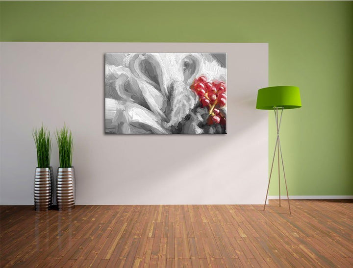 bunte frische Obstschale schwarz/weiss Deluxe Format: 100x70 cm auf Leinwand, XXL riesige Bilder fer