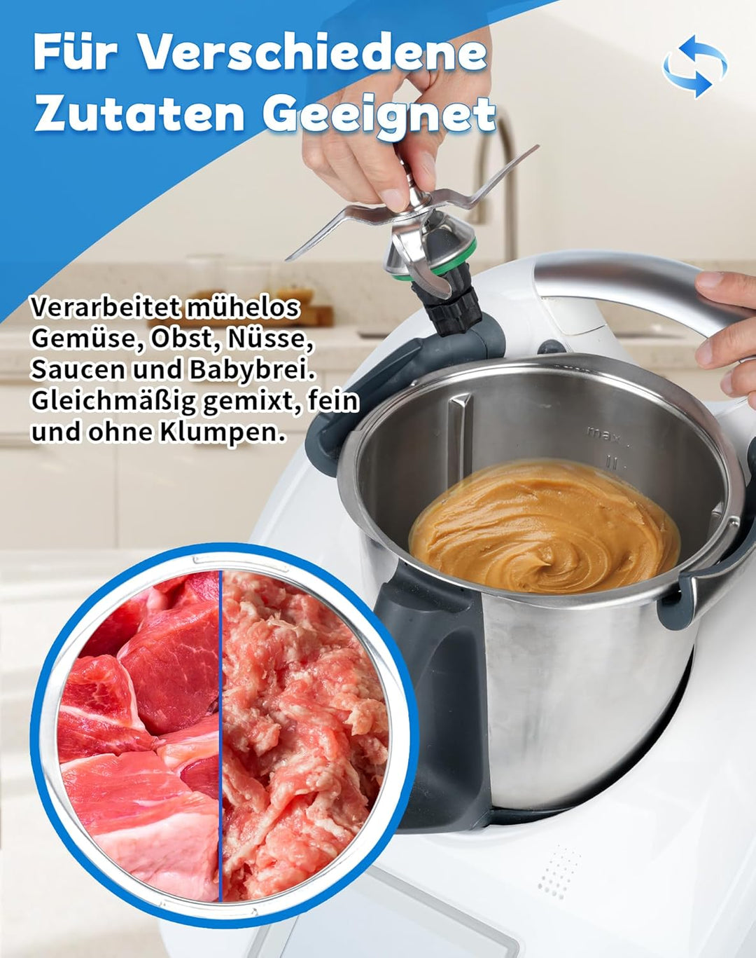 TM5 TM6 Messer für Thermomix Edelstahl Ersatzmesser Kompatibel mit Vorwerk TM5 TM6 TM7, Mixmesser mi