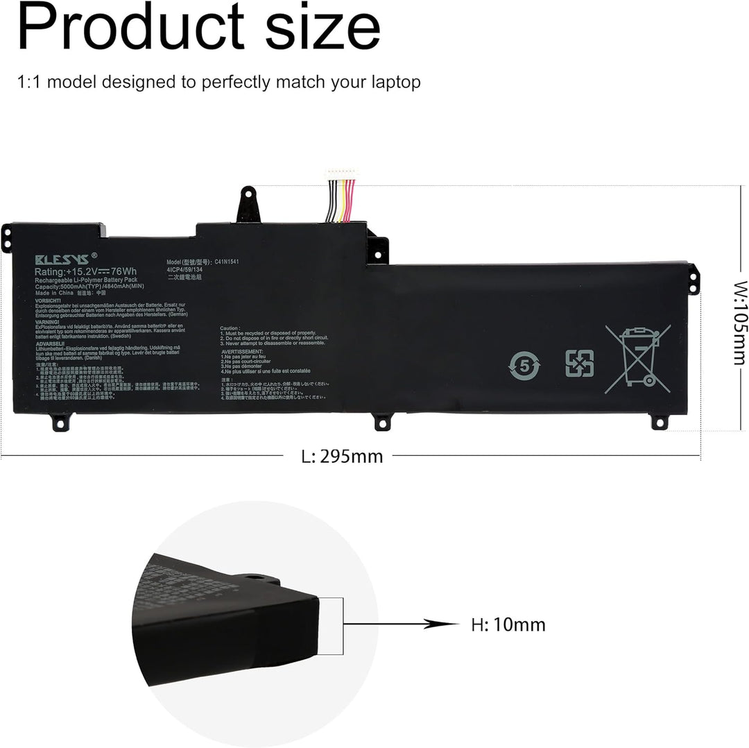 BLESYS C41N1541 Akku für ASUS ROG Strix GL702V GL702VM GL702VS GL702VT GL702ZC G702VM G702VMK G702VS