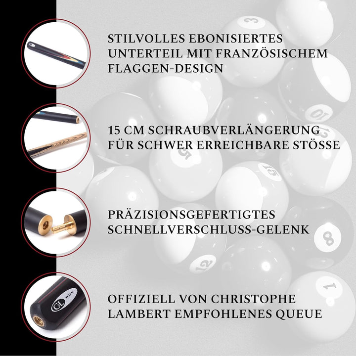BCE Protégé 3/4 Cut Christophe Lambert Billardqueue und Hartschalenkoffer