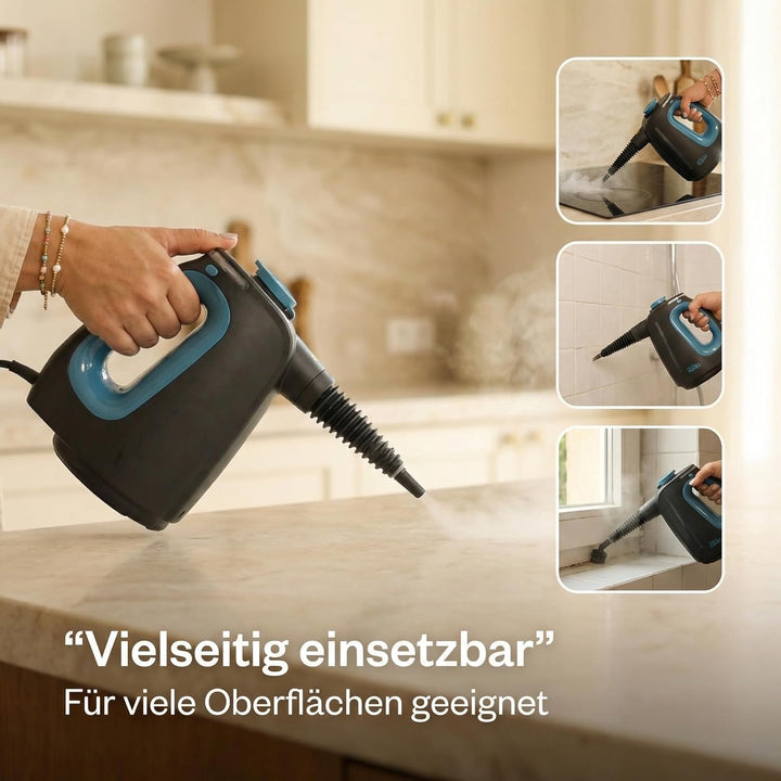 Handdampreiniger – 15 Sek. Aufheizzeit – Bis zu 30 Min. Dauerdampf – Inkl. 12 Zubehörteile – Für Bad