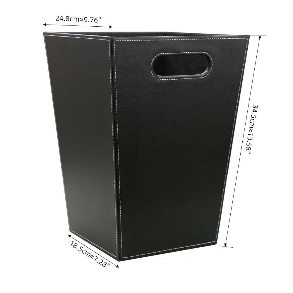 KINGFOM™ Klassisch Leder Papierkorb für Büro/Badezimmer/küche/Schlafzimmer (Platz-Schwarz), Platz-Sc
