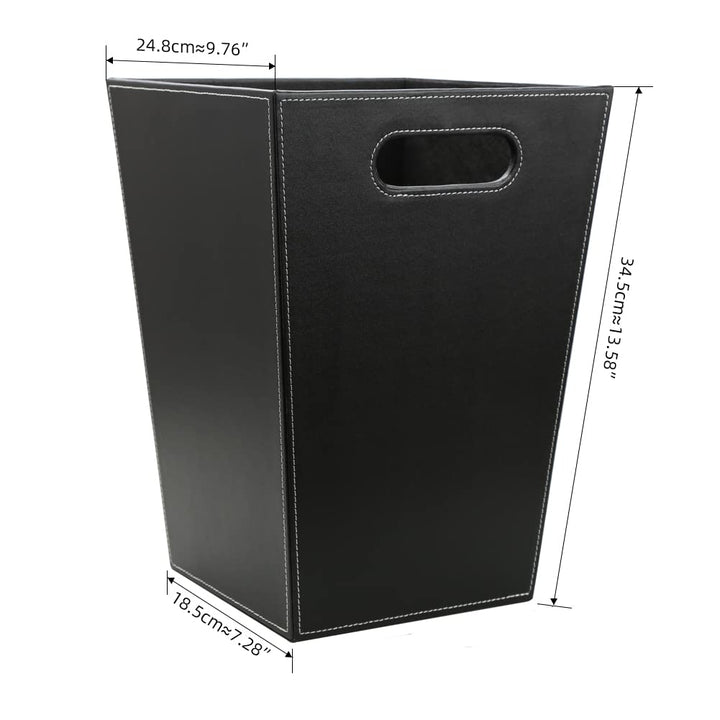 KINGFOM™ Klassisch Leder Papierkorb für Büro/Badezimmer/küche/Schlafzimmer (Platz-Schwarz), Platz-Sc