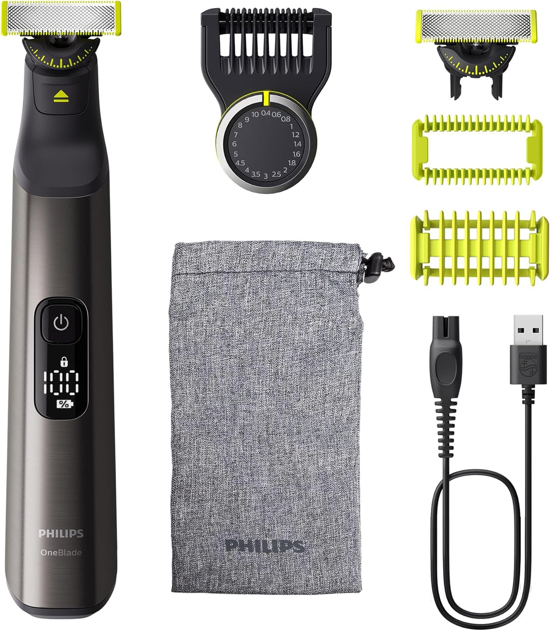 Philips OneBlade Pro 360 Face & Body - Elektrischer Bartschneider, Rasierer und Bodygroomer, 2x 360-
